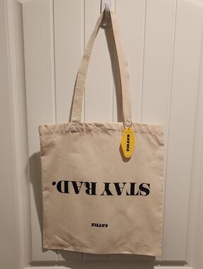 Canvas Tote Bag with Black Logo - Unbranded